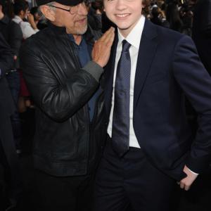 Steven Spielberg and Joel Courtney at the Premiere Of Paramount Pictures Super 8  Red Carpet 2011