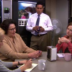 Still of Jenna Fischer Phyllis Smith Oscar Nuez and Angela Kinsey in The Office 2005