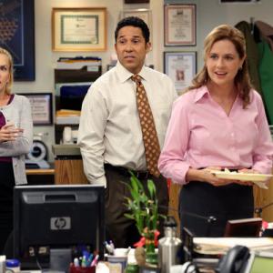 Still of Jenna Fischer and Angela Kinsey in The Office 2005
