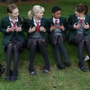 Still of Georgia Henshaw, Georgia Groome, Kimberley Nixon and Manjeeven Grewal in Angus, Thongs and Perfect Snogging (2008)