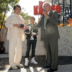 Jackie Chan, Jaden Smith and Tomas Regalado at event of The Karate Kid (2010)