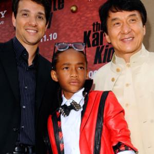 Jackie Chan Ralph Macchio and Jaden Smith at event of The Karate Kid 2010