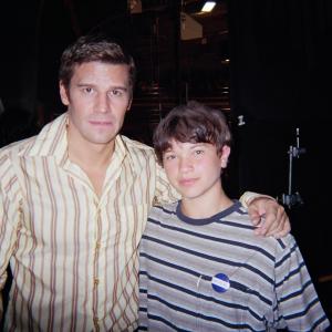 Dave Boreanaz  Brandon Hannan on set of Our Lady Of Victory