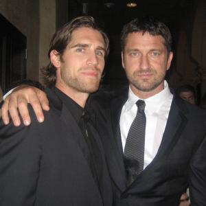 Evan Hart and Gerard Butler at the Law Abiding Citizen Premiere