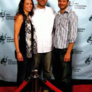 Danielle Louie with Christopher J. Boghosian (center), and Derek Meeker at the ARPA International Film Festival premier of FADE TO RED (2008), Hollywood, California.