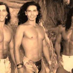 Carlo (right) on a poster photo shoot for Caliwest Productions in 1994. Other models include Richard and Vince.