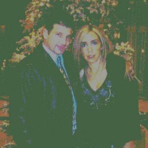 A computer photo illustration of Christmas with Carlo  wife Mariana at the Pasadena Hilton Hotel in 2005