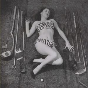 JEANNE CARMEN with her TRICK SHOT GOLF CLUBS