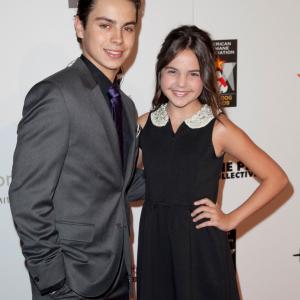 Actors Jake T. Austin (L) and Bailee Madison attend The American Humane Association's Hero Dog Awards on October 6, 2012 in Beverly Hills, California.