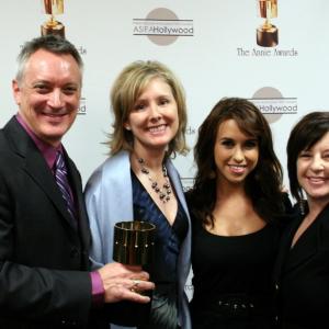 Best Animated Television Production Prep  Landing winners Kevin Deters Stevie WermersSkelton and Dorothy McKim with presenter Lacey Chabert