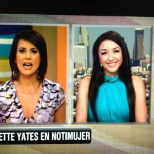 Actress Yvette Yates being interviewed via Los Angeles satellite offices for CNN en ESPANOL's 