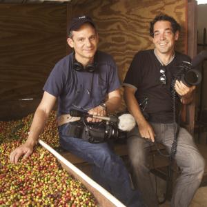 Cameraman Frank Rodrguez and Director Alex wolfe on a coffee farm during the making of Last Harvest