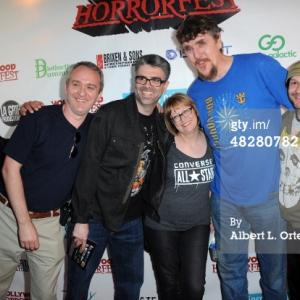 Producer Mike Davis, Director John V. Knowles, producer Lotti Pharriss, writer Pat Jackiewicz and actor Neil D'Monte attend Hollywood Horrorfest Presentation of 'Return Of The Living Dead' Screening. March 29, 2014.