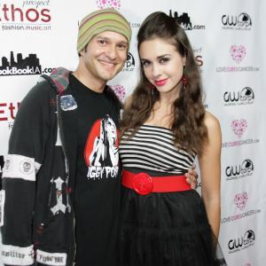 With actressdancer Heather Tocquigny on the red carpet for the Project ETHOS Fashion Show  House of BluesWest Hollywood 102009 Neils hoodie provided by SYC FUK