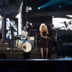 Still of Christina Aguilera, CeeLo Green, Blake Shelton and Adam Levine in The Voice (2011)