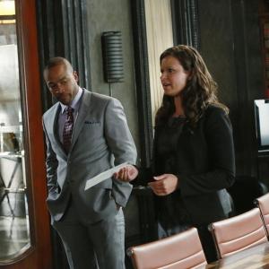 Still of Columbus Short and Katie Lowes in Scandal (2012)