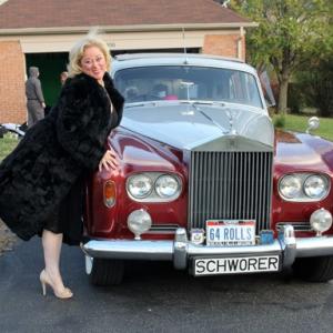 CarrieEllen Zappa on set CoStarring in film Corpse De Ballet with Hollywood Car from the film The Cannon Ball Run