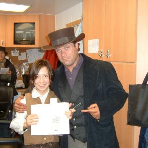 On the set of INTO THE WEST, Dec 2004; Samuel Patrick Chu and Sean Astin