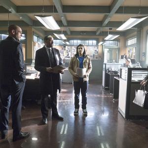 Still of Paul Blackthorne Jesse L Martin Katie Cassidy and Carlos Valdes in The Flash 2014