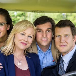 Still of Kristin Booth Crystal Lowe Eric Mabius and Geoff Gustafson in Signed Sealed Delivered 2014