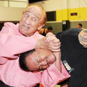 Legendary Judo Gene LeBell demonstrating neck lock and choke hold on Steve Kim at Hayastan