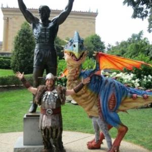 JB Warren at the Rocky Statue, Philadelphia. For DreamWorks promo, How To Train Your Dragon Live Spectacular.