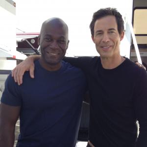 On the set of The Flash with Tom Cavanagh.