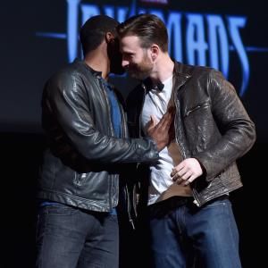Chris Evans and Chadwick Boseman at event of Black Panther (2018)