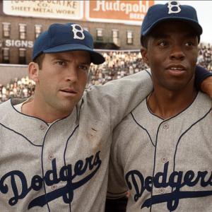 Still of Lucas Black and Chadwick Boseman in 42 2013