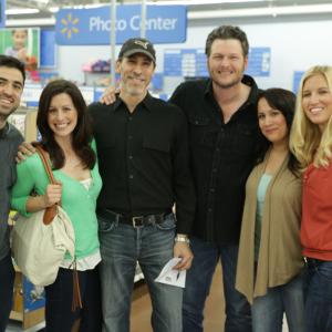 On the set of a Walmart commercial featuring Blake Shelton.