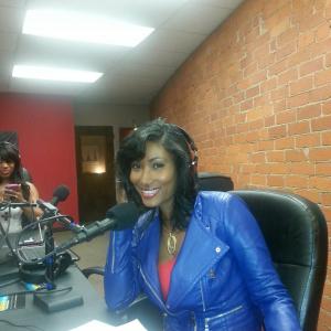 Hosting my weekly radio show, Gospel Rhythms on www.latalklive.com every Sunday at 4 p.m. with Roceania Williams. Our guest Kinnik Sky in the background tweeting her whereabouts.
