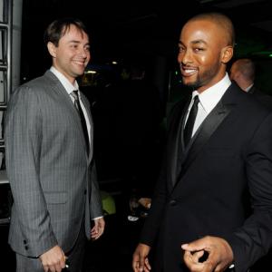 Collins Pennie and Vincent Kartheiser at In Time event.
