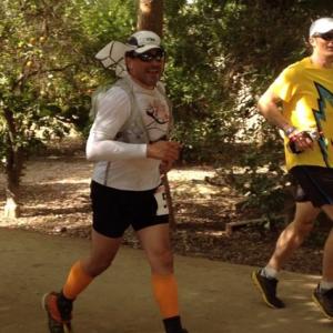 John Prudhont running in the 24 hour/100 mile Nanny Goat Trail Race in May 2012.
