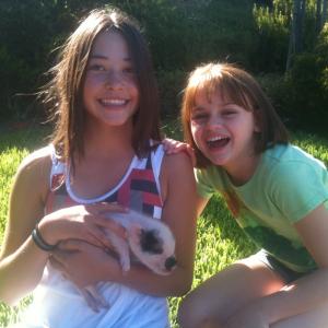Chelsea Smith Joey King and JJ the pig a birthday present to Joey from Jay Leno