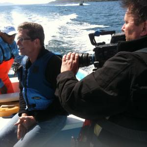 Bob Long with Rick Bayless and AF 100 in the Pacific during an Episode of MexicoOne Plate at a Time