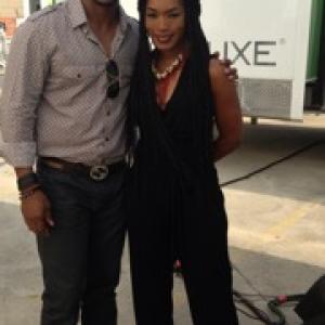 On set of American Horror Story Coven with Angela Basset