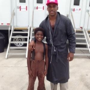 on the set of American Horror Story Coven with kid from 12 Years a Slave