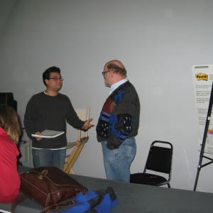 Kevin at his screenwriting seminar with his surprise guest speaker David Kirkpatrick