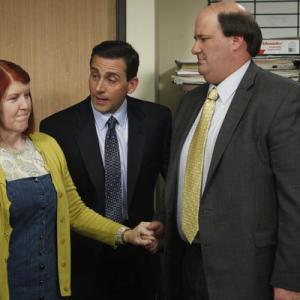Still of Steve Carell, Kate Flannery and Brian Baumgartner in The Office (2005)