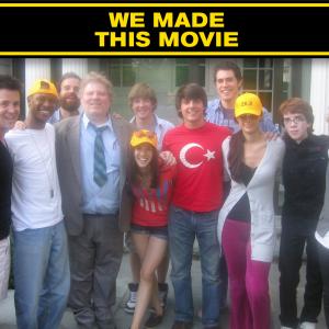 Joe Hansard in suit as Mr Matusek with the cast of We Made This Movie the inaugural feature film from David Lettermans Worldwide Pants Distributed by SnagFilms WMTM release date is September 20 2012!