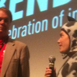 Alexia Anastasio and Bill Plympton doing a QA after the screening of Adventures in Plymptoons! at the Bend Film Festival in Oregon