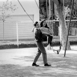 Paul Peterson with Brenda Benet on a swing c 1965