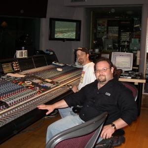Composer George Sakellariou with score engineer Dann Michael Thompson at Skywalker Sound scoring stage