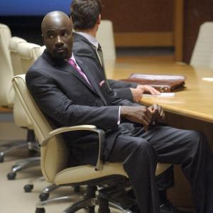 Mike Colter on the set of The Good Wife