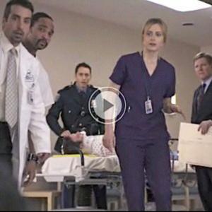 on set of NBC show MERCY hospital Dennis Jay Funny Taylor Schilling