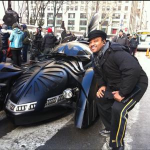 To the batmobile lets go! Behind The Scenes Arthur film On location in Manhattan NYC