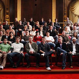 The original 50 contestants of the FoxDreamworks reality show ON THE LOT Phil pictured third row up last seat on right