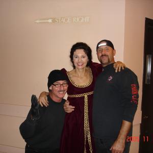 Elle and her stunt safety guys, Rick Williamson and Brian Oerly before the High Fall on Tosca