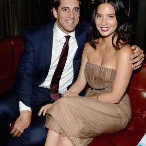 Aaron Rodgers and Olivia Munn attend the Deliver Us From Evil screening after party hosted by Screen Gems  Jerry Bruckheimer Films with The Cinema Society at The Skylark on June 24 2014 in New York City