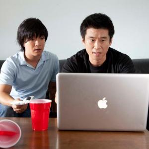 Still of Gaku Hamada and Eugene Kim in Sake-Bomb (2013)